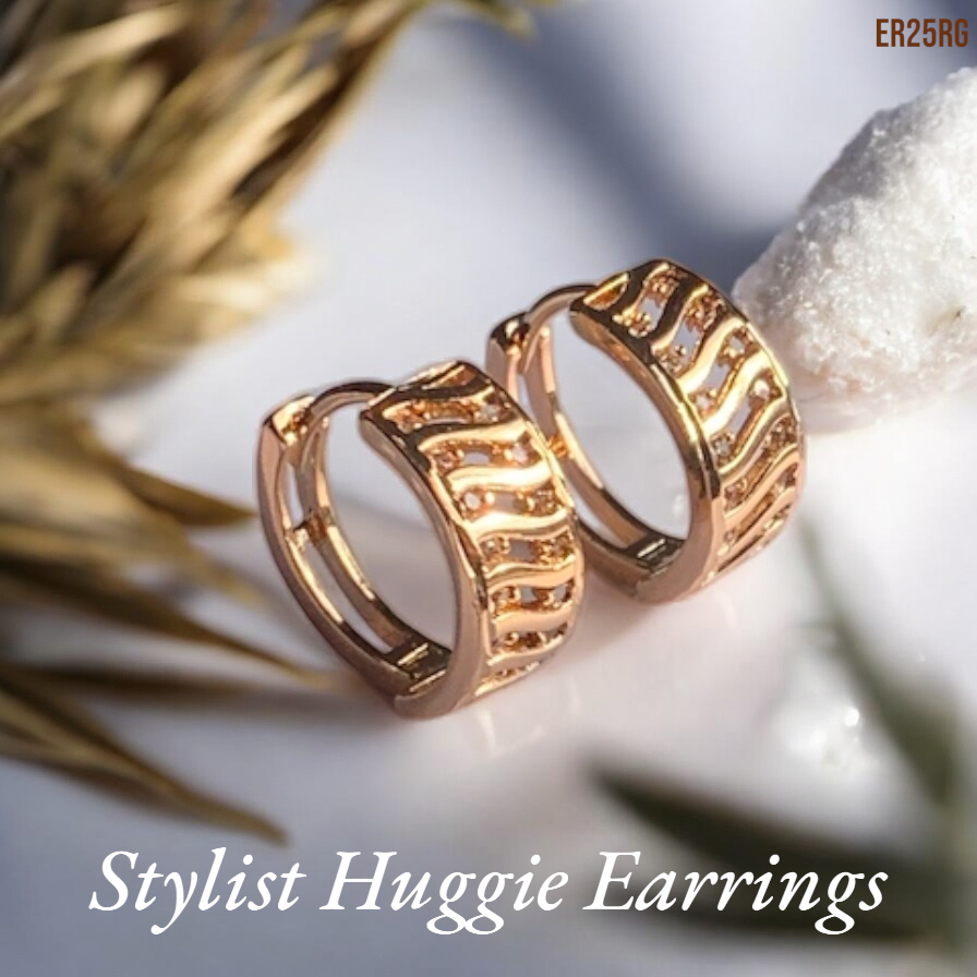 Stylist Huggie Earrings - Rose Gold